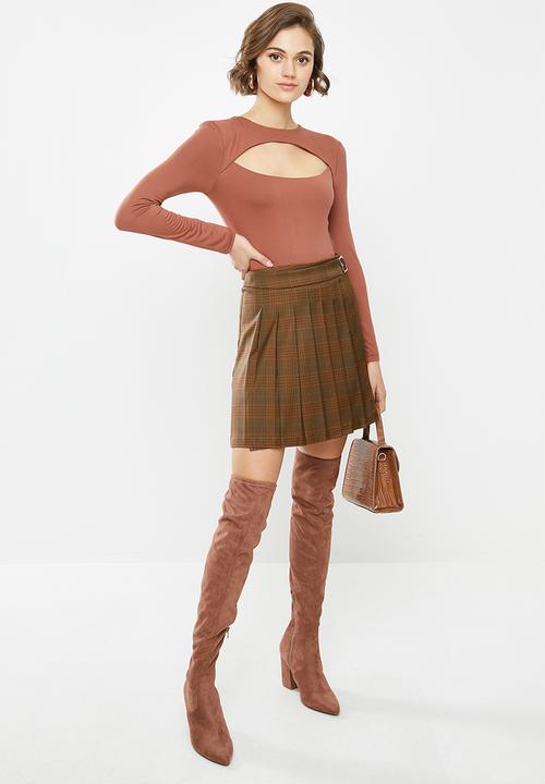Blake - Sueded turtle bodysuit - rust