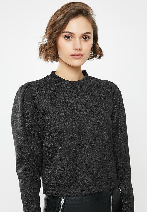 Blake - Metallic rib pullover - black