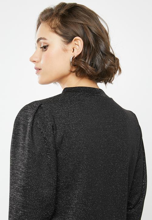 Blake - Metallic rib pullover - black