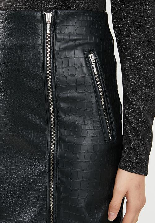 Blake -  Pu mini skirt with zip detail-black