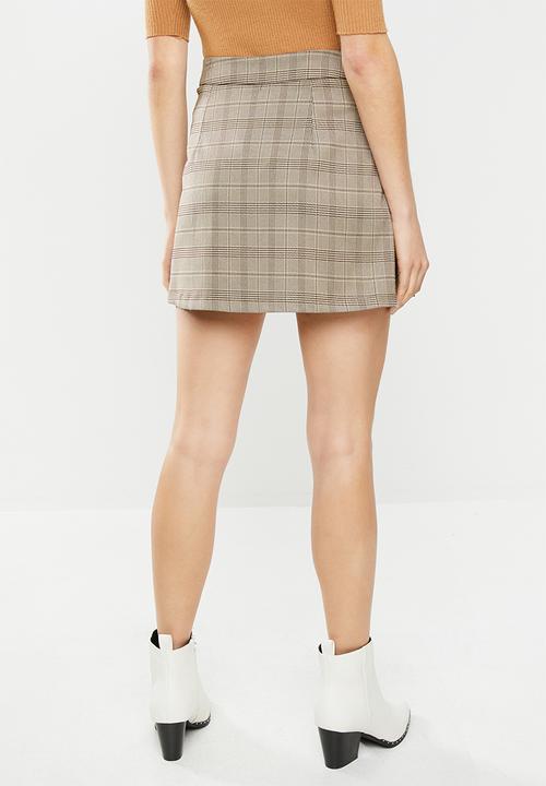 Blake - Check wrap skirt - brown 