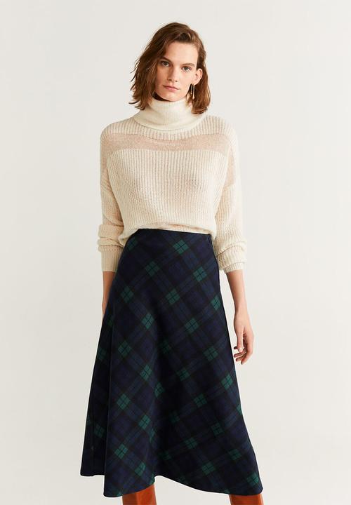 MANGO - Harry print detail skirt - green & navy