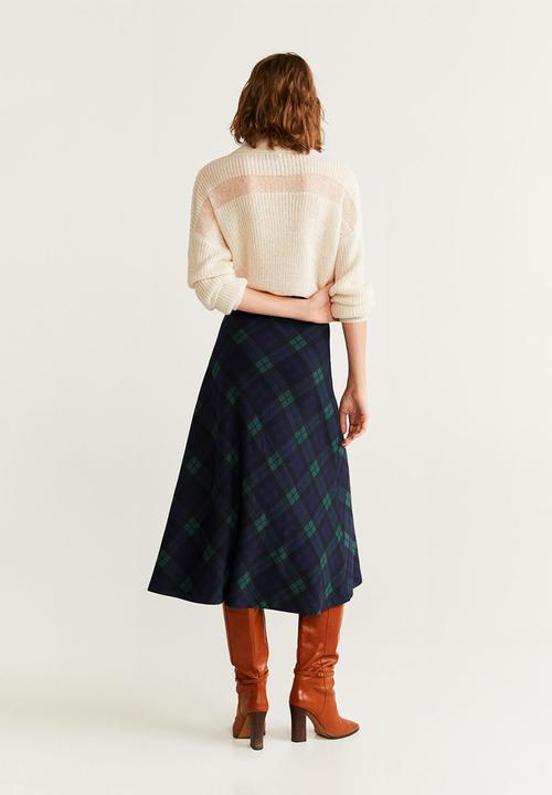 MANGO - Harry print detail skirt - green & navy