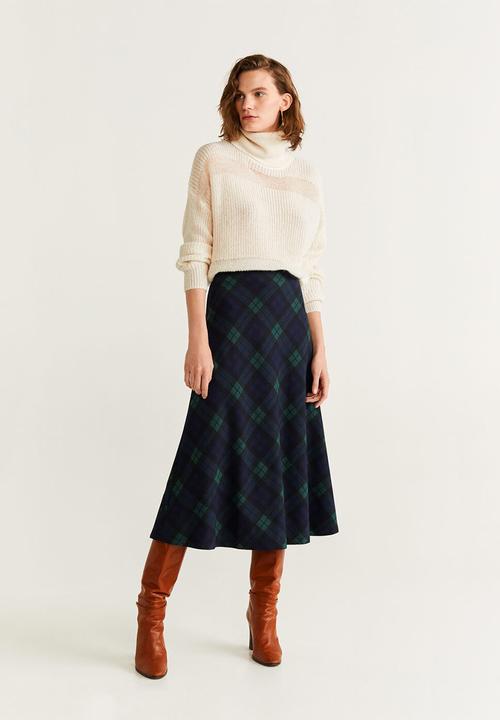 MANGO - Harry print detail skirt - green & navy