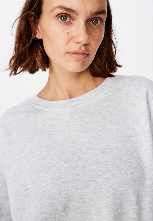 Cotton On - Long sleeve fleece crew top - winter grey marle