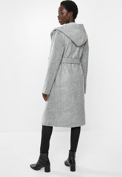 edit - Hooded collar melton coat - grey