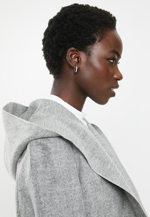 edit - Hooded collar melton coat - grey