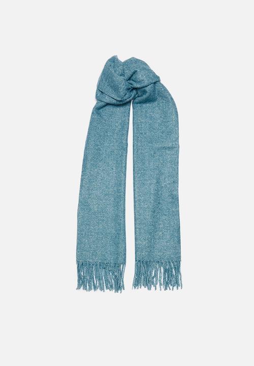 edit - Fringed infinity scarf - blue