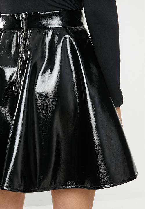 Blake - Vinyl skater mini skirt - black