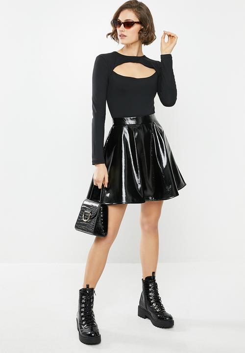 Blake - Sueded turtle bodysuit - black
