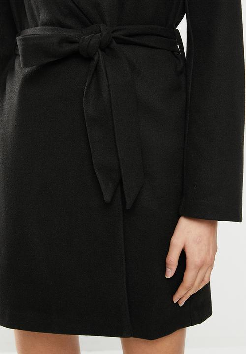 Blake - Hooded melton coat - black