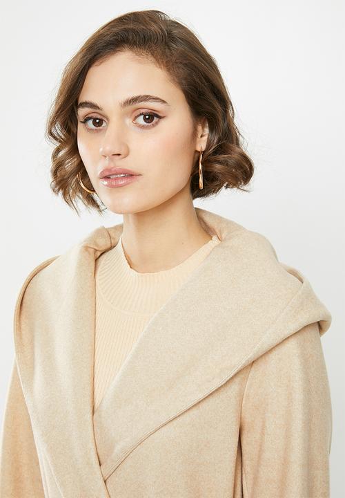 Blake - Hooded melton coat - oatmeal