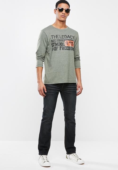 JEEP - Basic washed straight leg jeans - black