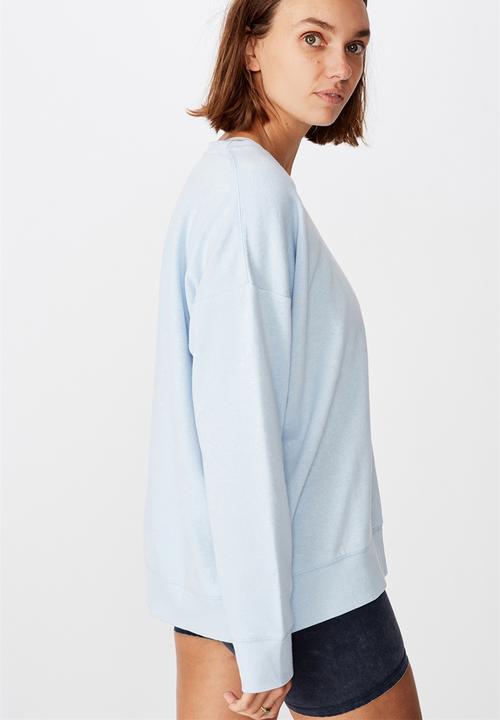 Cotton On - Long sleeve fleece crew top - winter skye blue marle