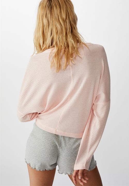 Cotton On - Soft waffle sleep top - crystal pink