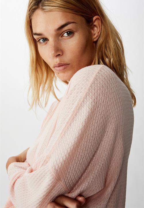 Cotton On - Soft waffle sleep top - crystal pink