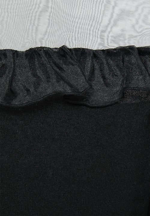 MILLA - Knit organza top - black