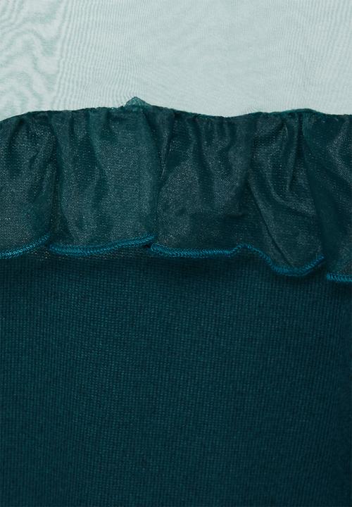 MILLA - Knit organza top - green