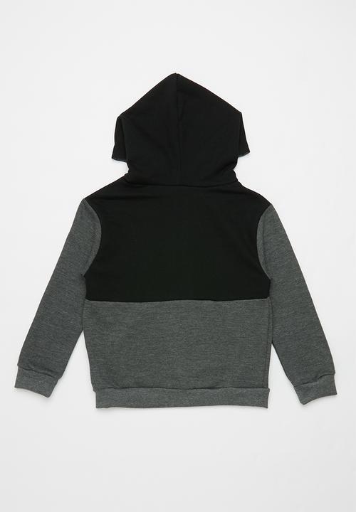 Rebel Republic - Colour block raglan hoodie - charcoal & black