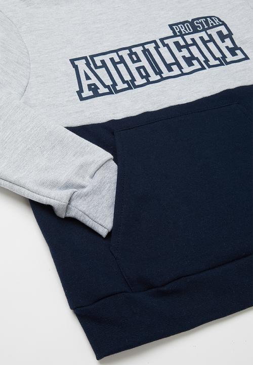 Rebel Republic - Colour block raglan hoodie - navy & grey 