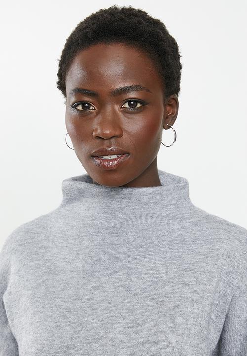 MILLA - Funnel neck top - grey