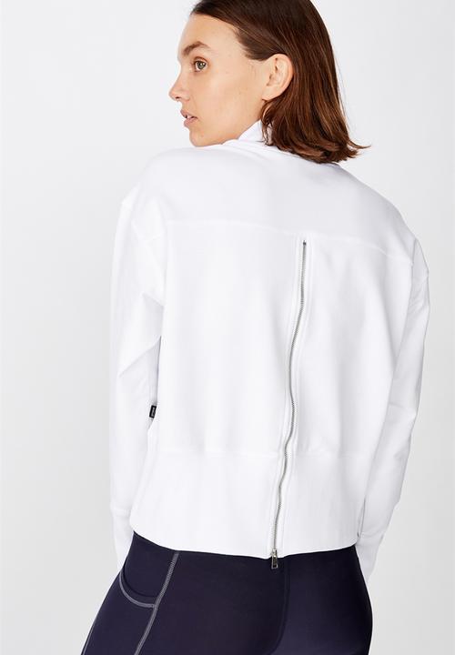 Cotton On - Zip back fleece crew - white