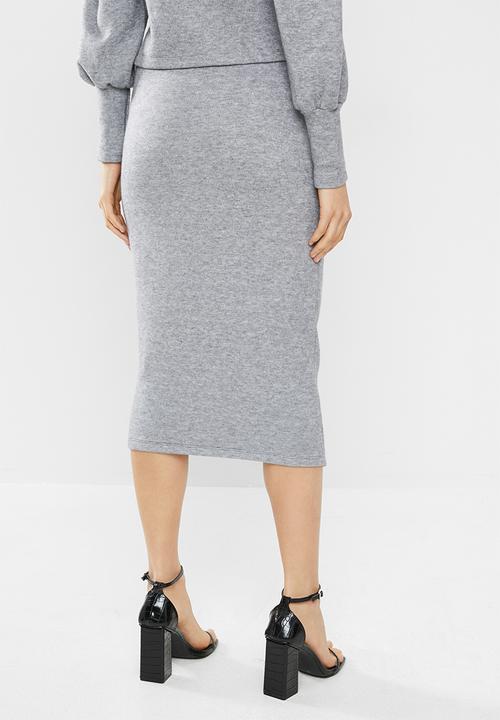 VELVET - Knit bodycon skirt - grey
