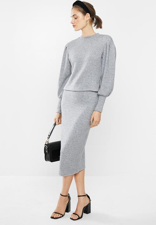 VELVET - Knit bodycon skirt - grey