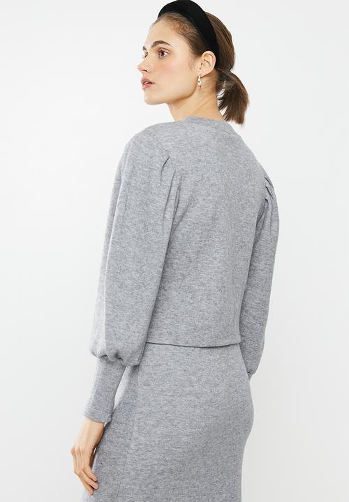 VELVET - Puff sleeve knit top - grey