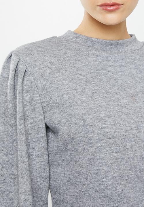 VELVET - Puff sleeve knit top - grey