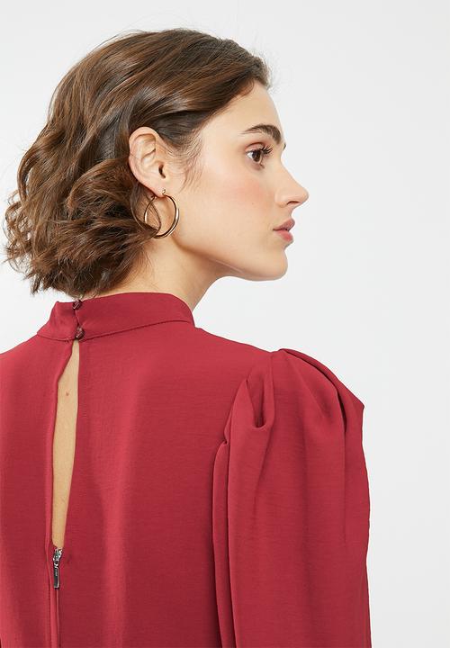 VELVET - Woven midi dress - burgundy
