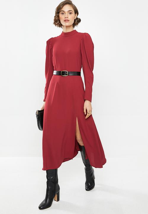 VELVET - Woven midi dress - burgundy