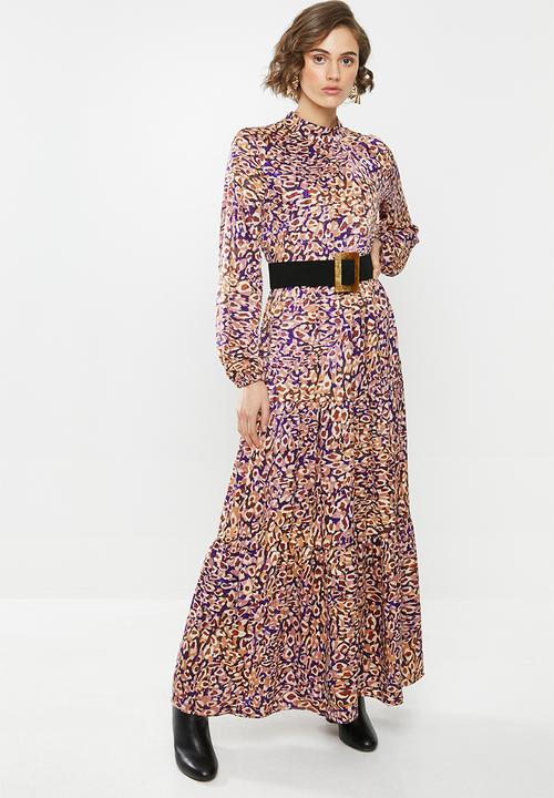VELVET - Tiered maxi dress - pink & purple