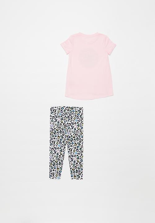 Converse - Converse girls leopard legging set & peplum - pink & white