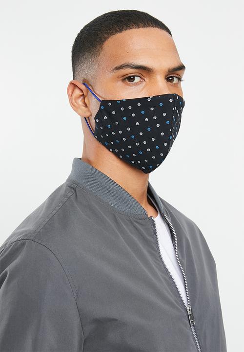 Superbalist - Pattern and plain mask 2 pack - print & black