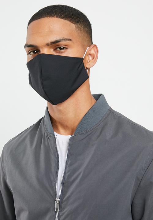 Superbalist - Pattern and plain mask 2 pack - print & black