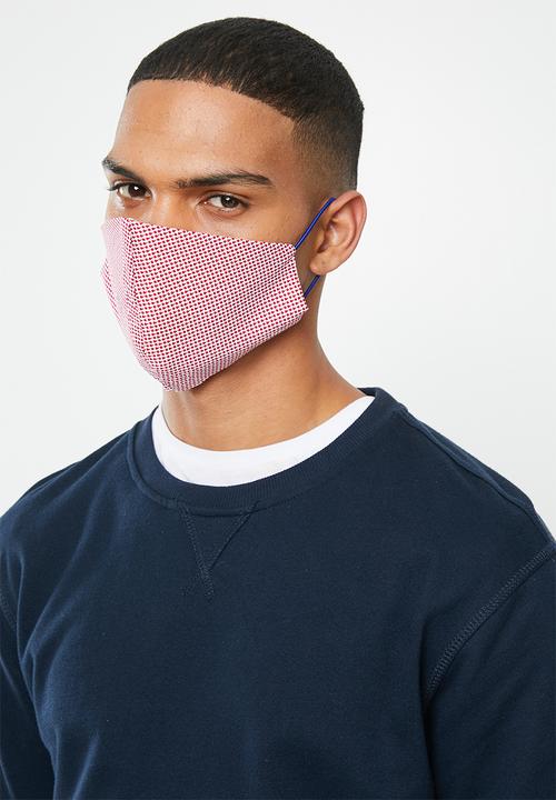 Superbalist - Plain and print mask 2 pack - red & white/black