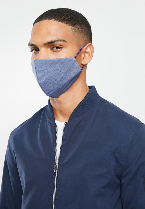 Superbalist - Plain and print mask 2 pack - navy/denim blue
