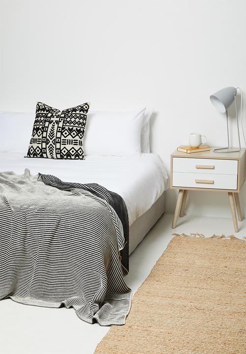Sixth Floor - Striped knitted throw - black & white