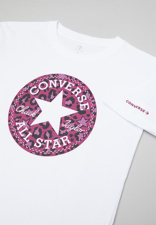 Converse - Converse girls chuck patch leopard elong - white