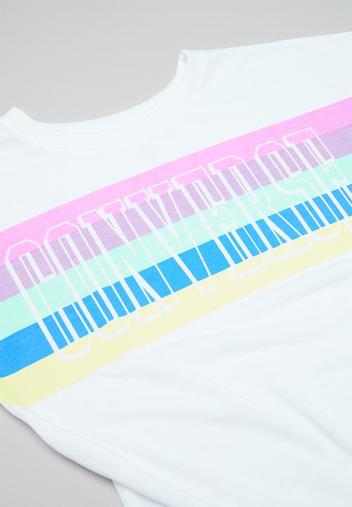 Converse - Converse girls multi colour stripe tie top - white