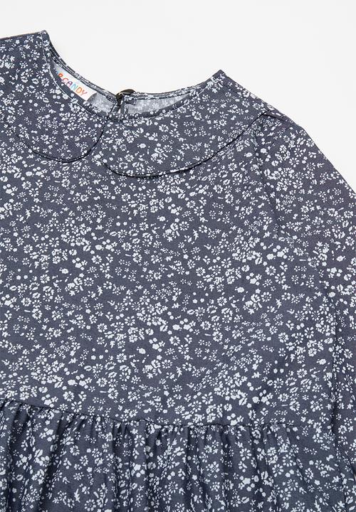 Pop Candy - Girls woven dress - navy & white