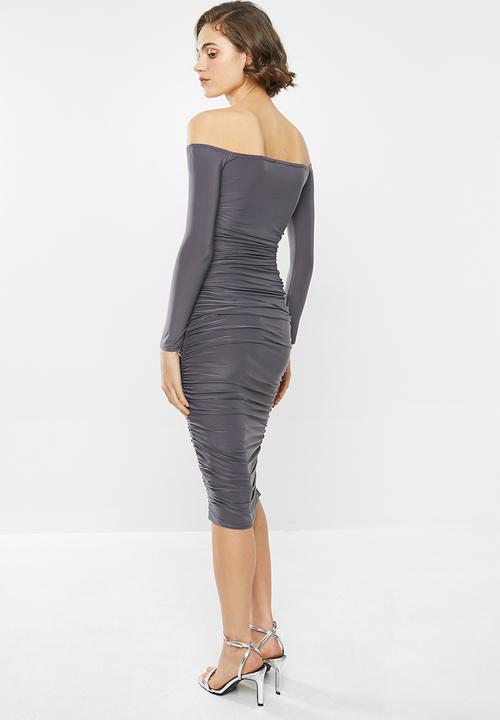 Missguided - Bardot ruched bodycon midaxi dress - grey 