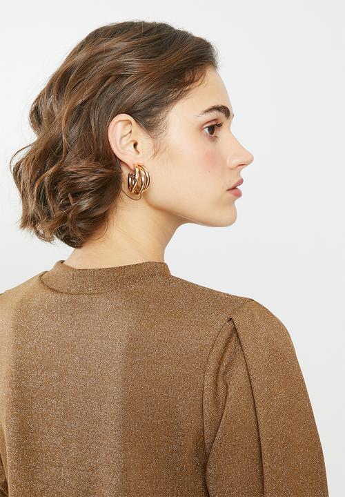 Blake - Metallic rib pullover - tan
