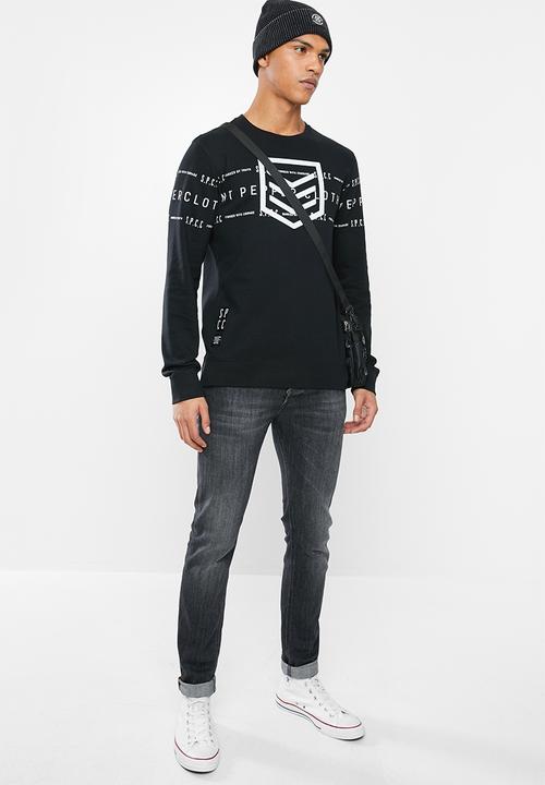 S.P.C.C - Duke applique crew neck sweat - black