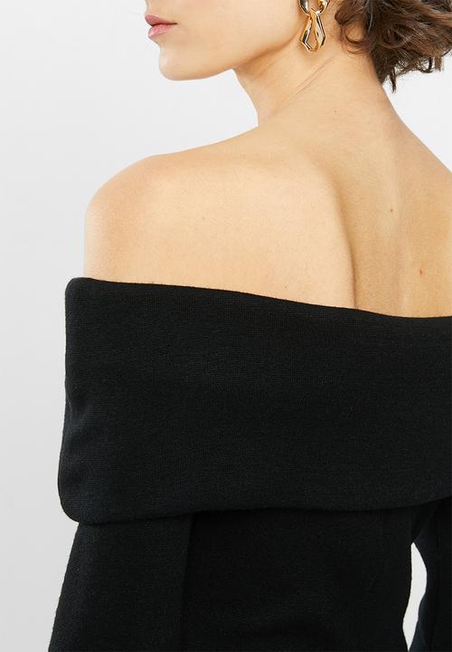 VELVET - Bardot knit dress - black