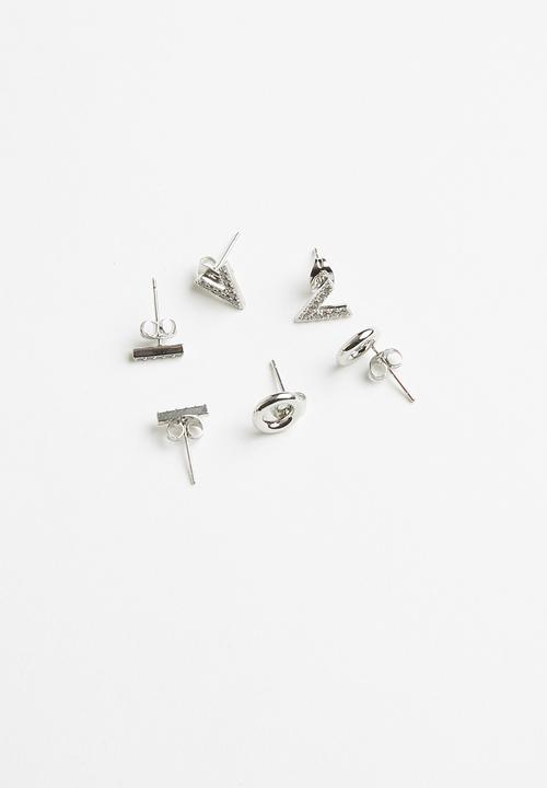 Keren Bella - Trend stud 3 pack - silver