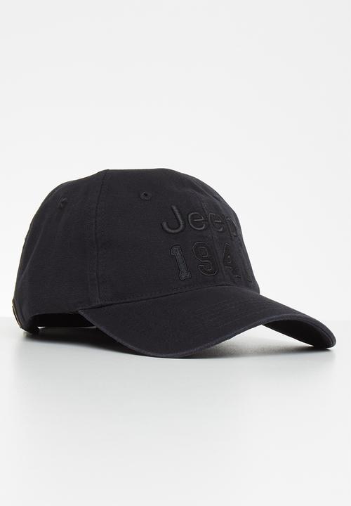 JEEP - Basic washed canvas cap - black