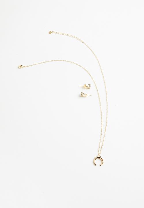 Keren Bella - Horn necklace and stud set - gold