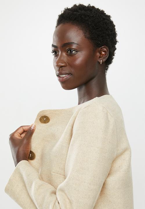 edit - Boxy button melton jacket - beige 